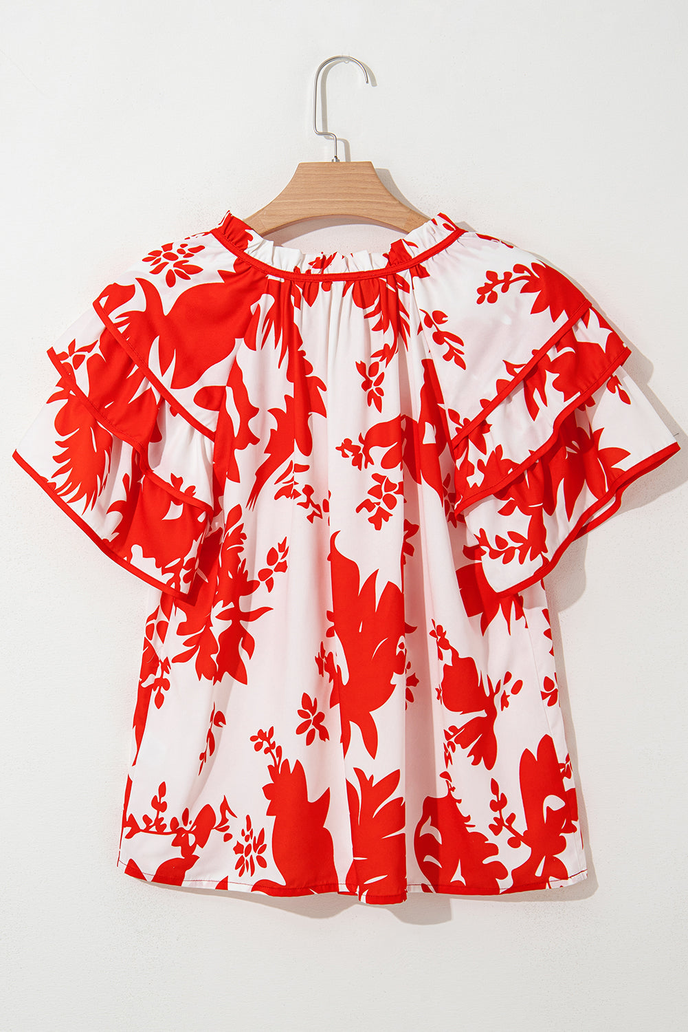 Zoya Tiered Ruffled Sleeve V Neck Blouse