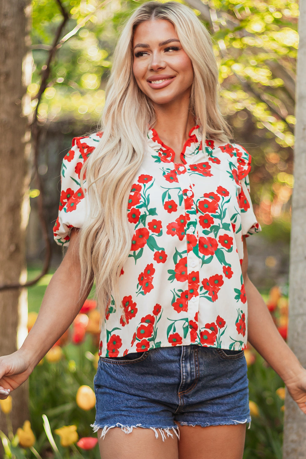 Amyra Floral  Puff Sleeve Blouse