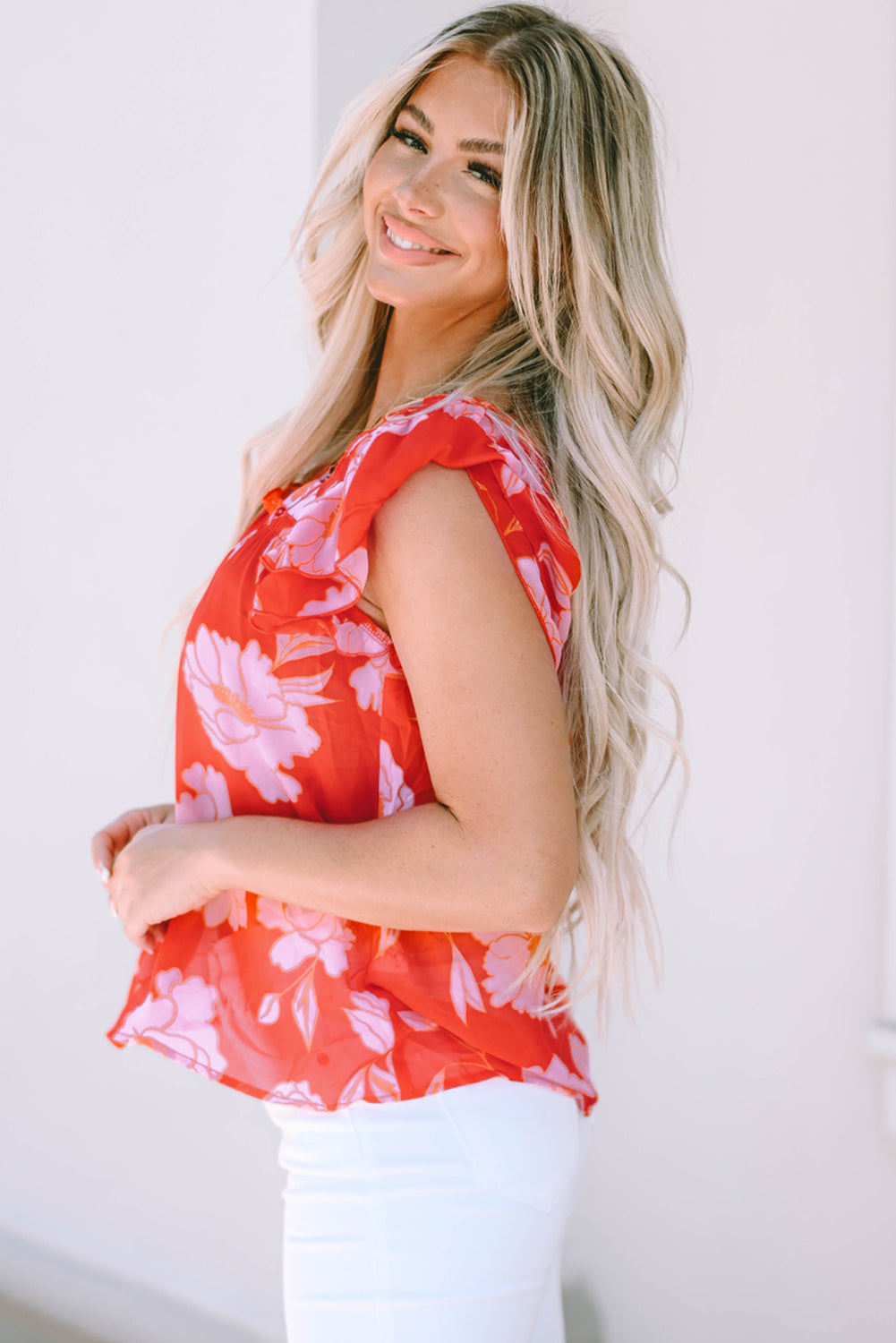 Persephone Square Ruffle Sleeve Blouse