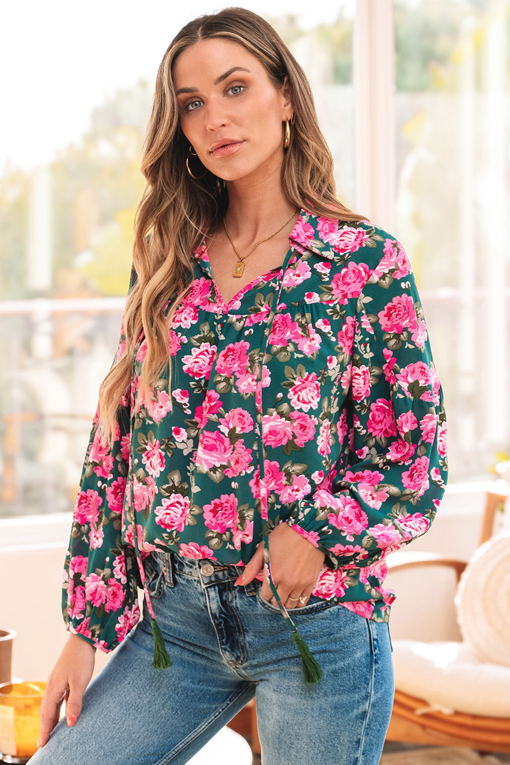 Cleo Collar Puff Sleeve Blouse