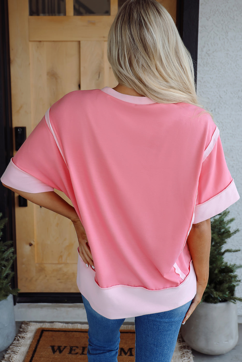 Katie Raw Seam High Low Side Split Top
