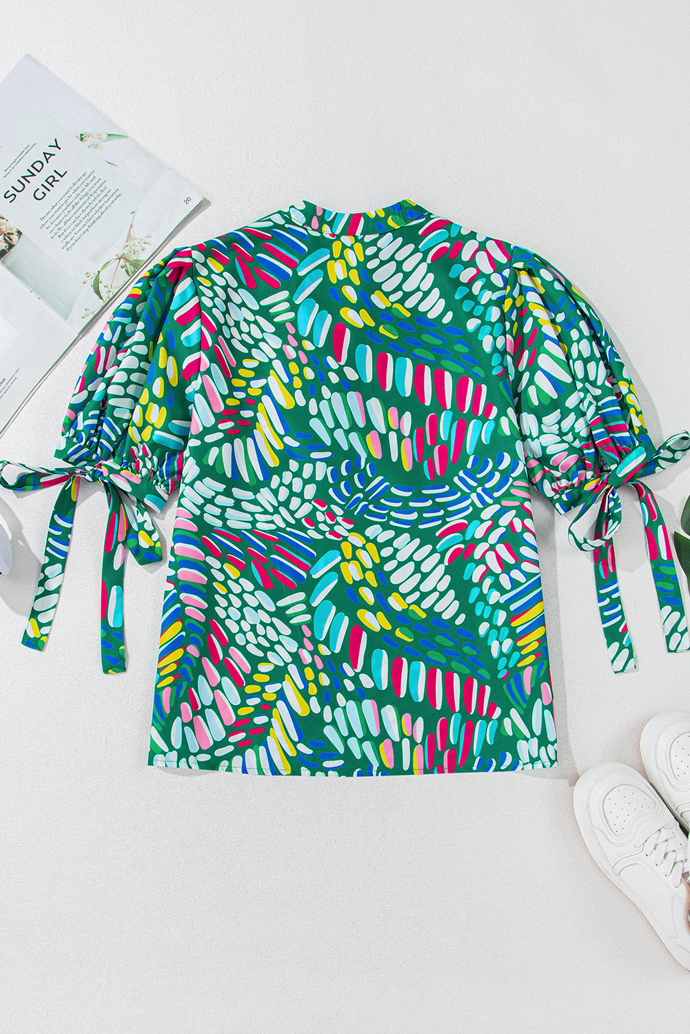 Ellianna Geometric Puff Sleeve Blouse