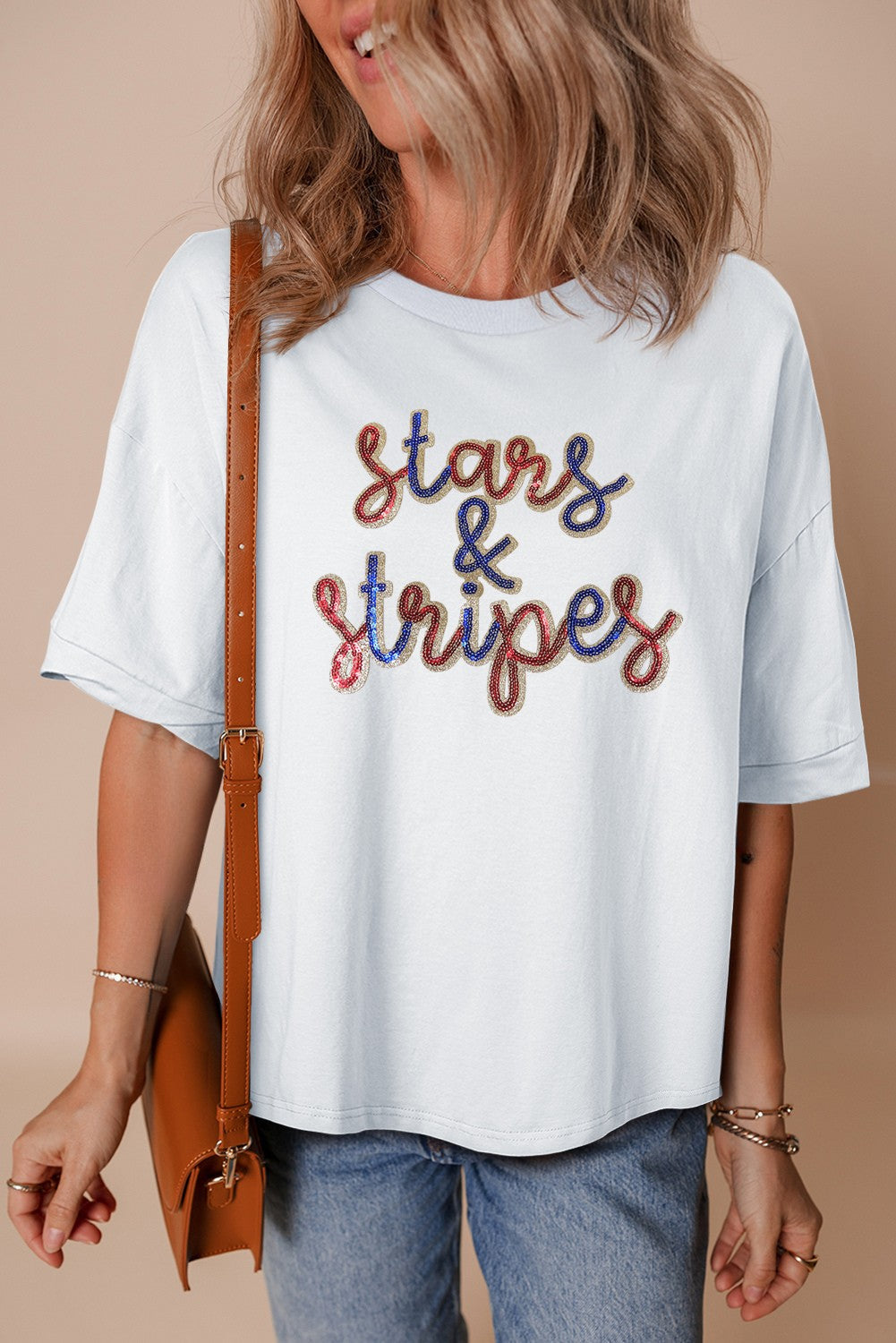 Stars & stripes sequin Loose Tee