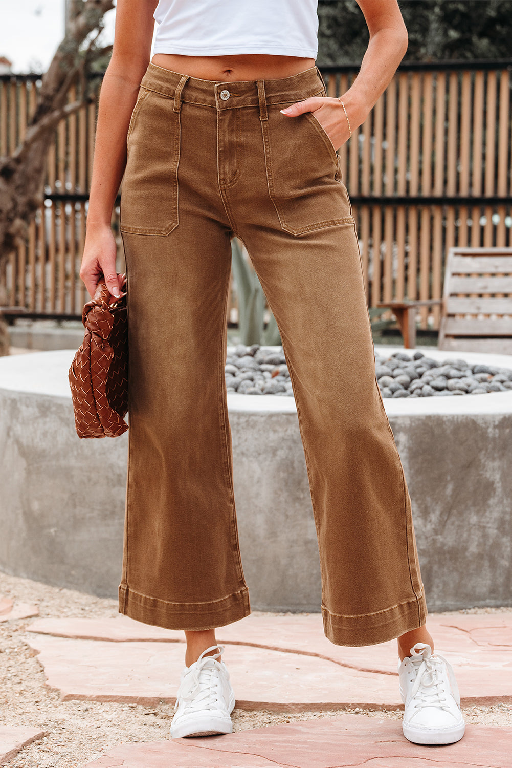 Courtney Cropped High Rise Wide Leg Jeans
