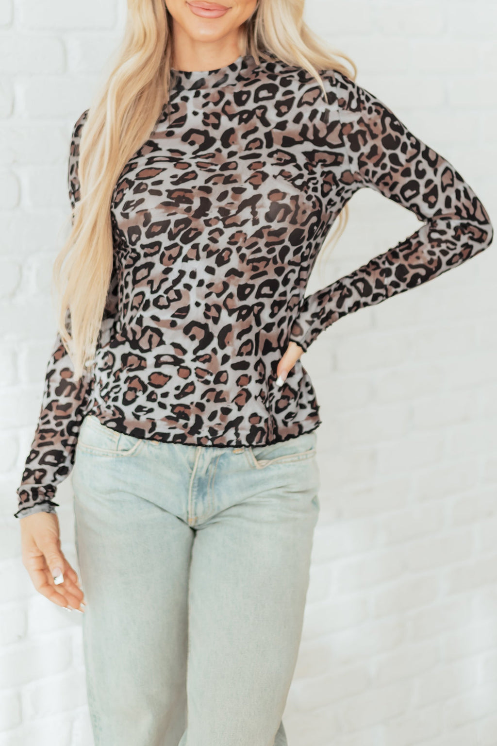 Seraphina Mock Mesh Long Sleeve Top