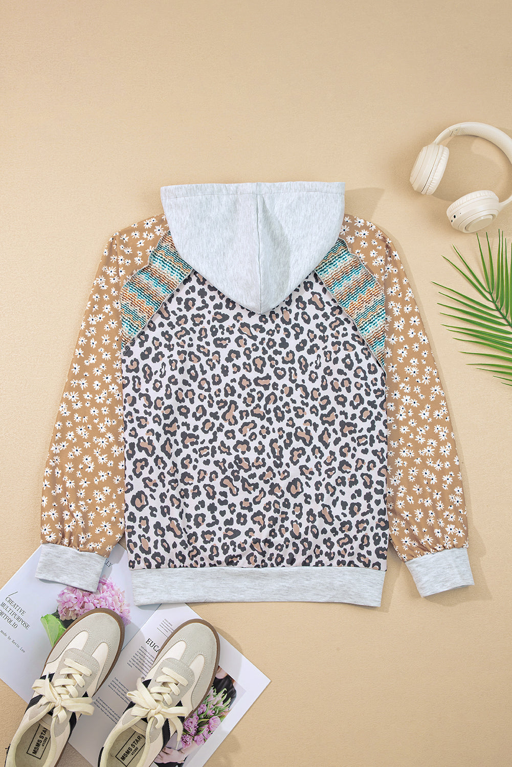 Uma Floral Patchwork Drawstring Hoodie