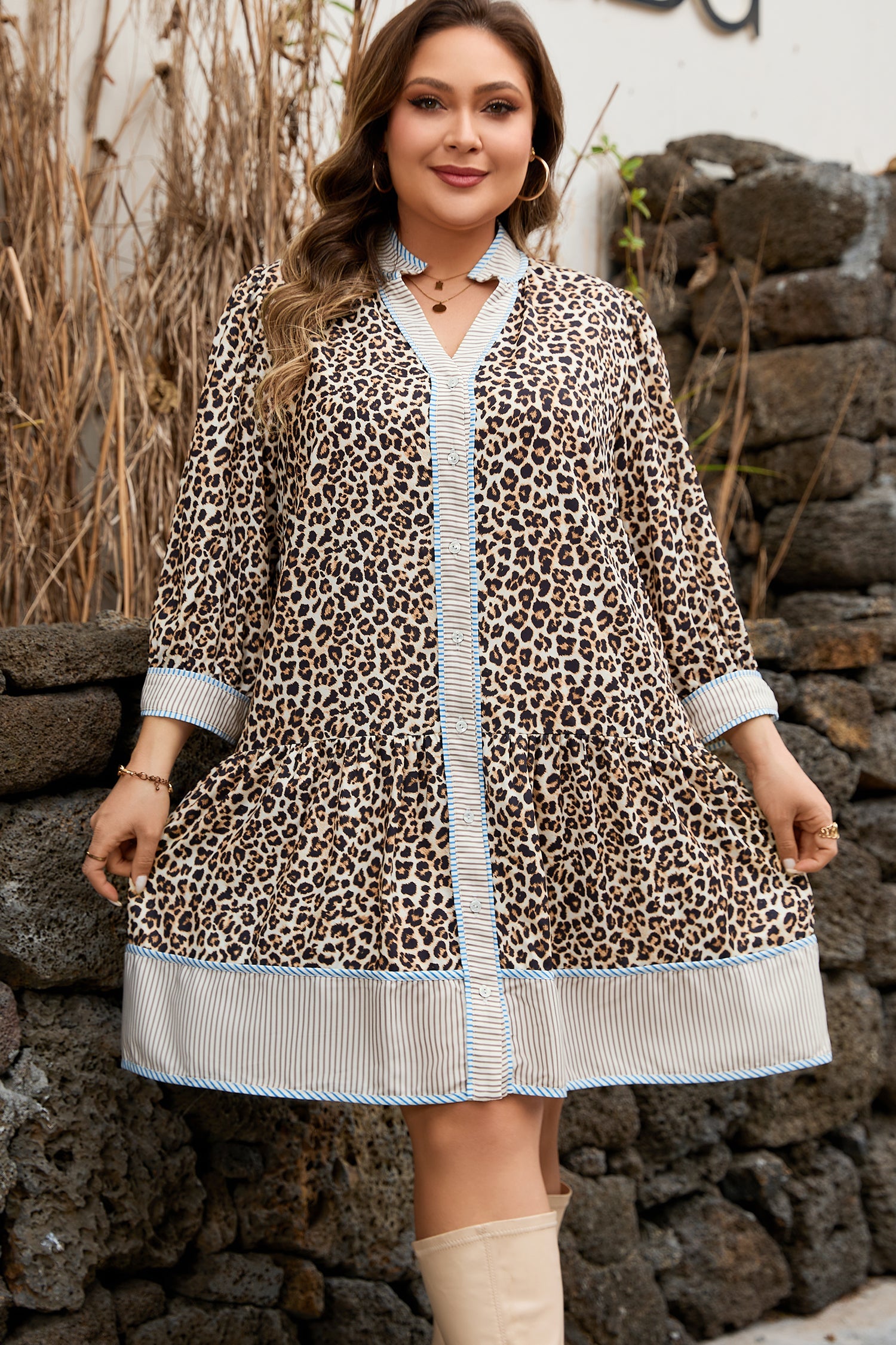 Davina Long Sleeve Mini PLUS Dress