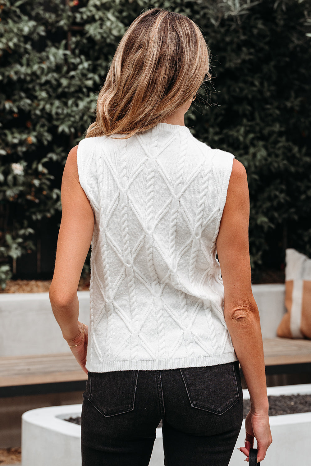 Alaia Pearled Textured Knit Sweater Vest