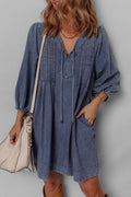 Autumn Tied Pleated Mini Dress