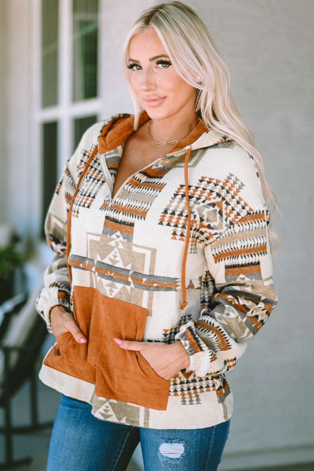 Isabella Kangaroo Half Zip Hoodie