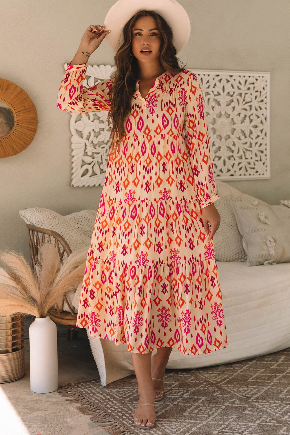 Marjorie Geometric Printed Maxi Dress