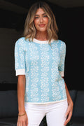 Leilani Floral Crewneck Short Sleeve Sweater
