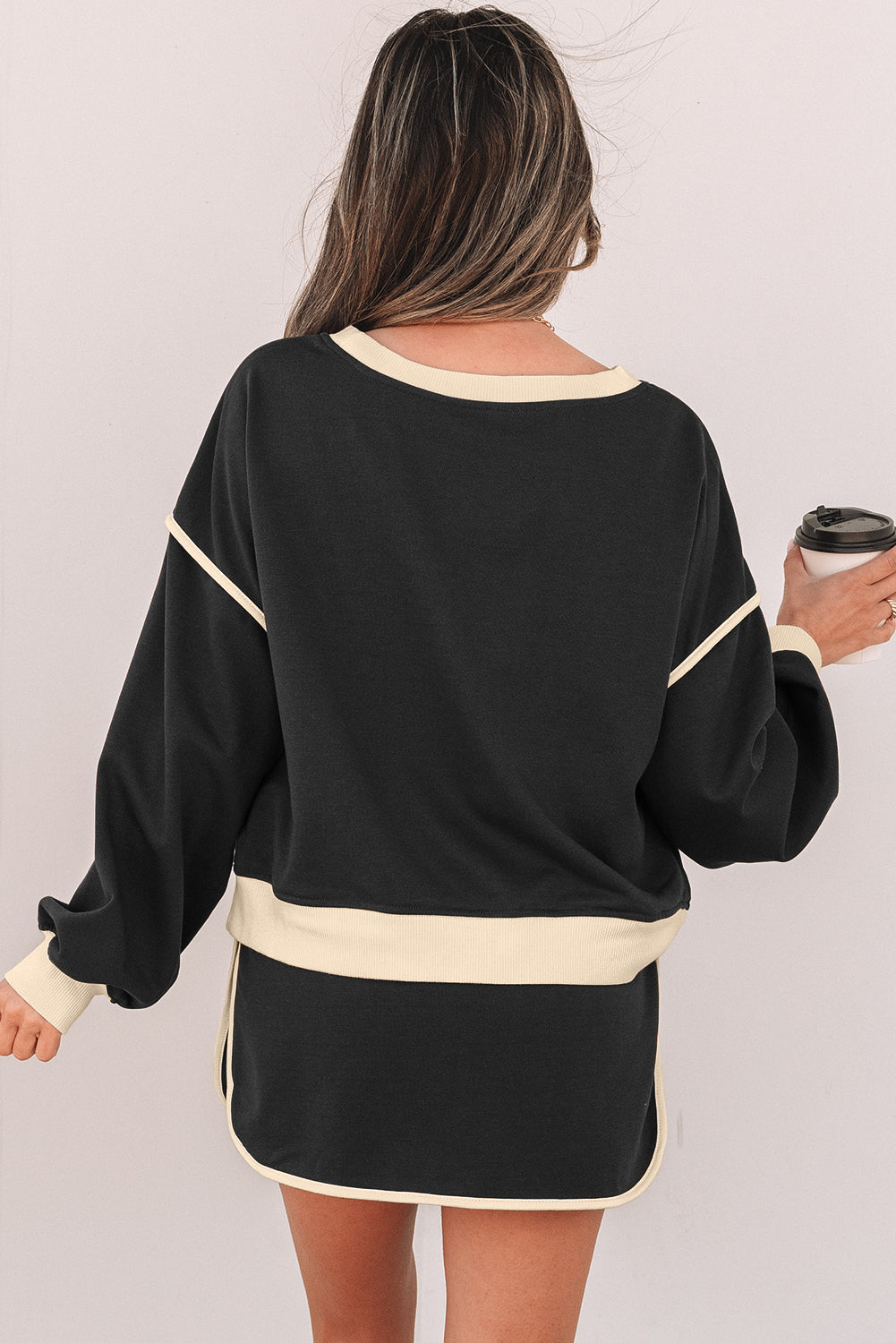 Violeta Loose Pullover and Lace-up Waist Skort Set